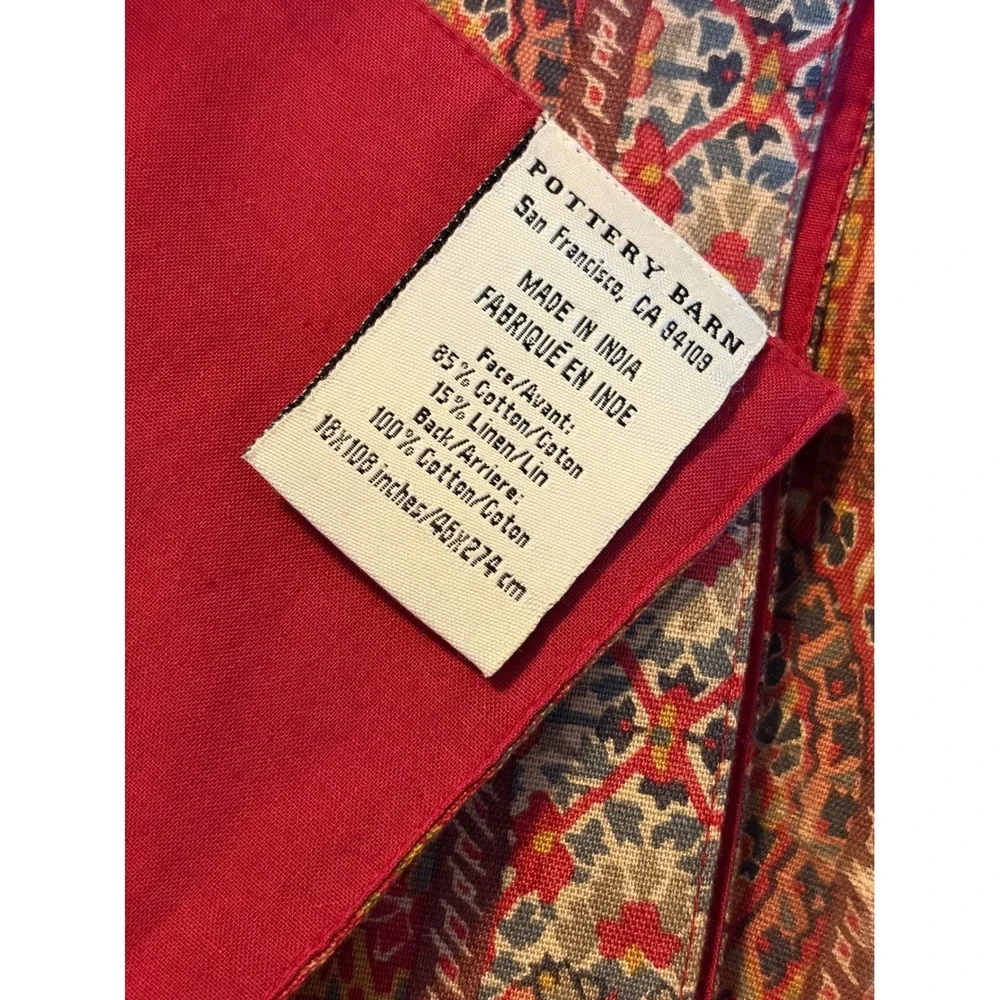 Pottery Barn Paisley Patchwork Table Runner‎ Red Orange Cotton Linen